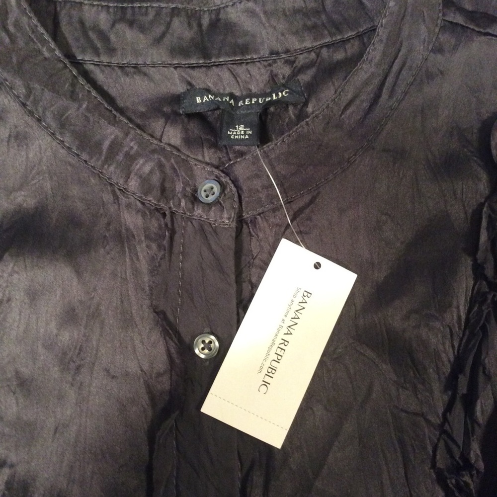 Banana Republic Charcoal Gray Silk Chemise Dress NWT - Picture 8 of 13